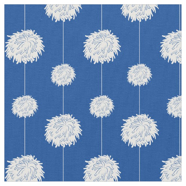 Royal Blue Cheerleader Pom Pom Pattern Stoff (Nahaufnahme)