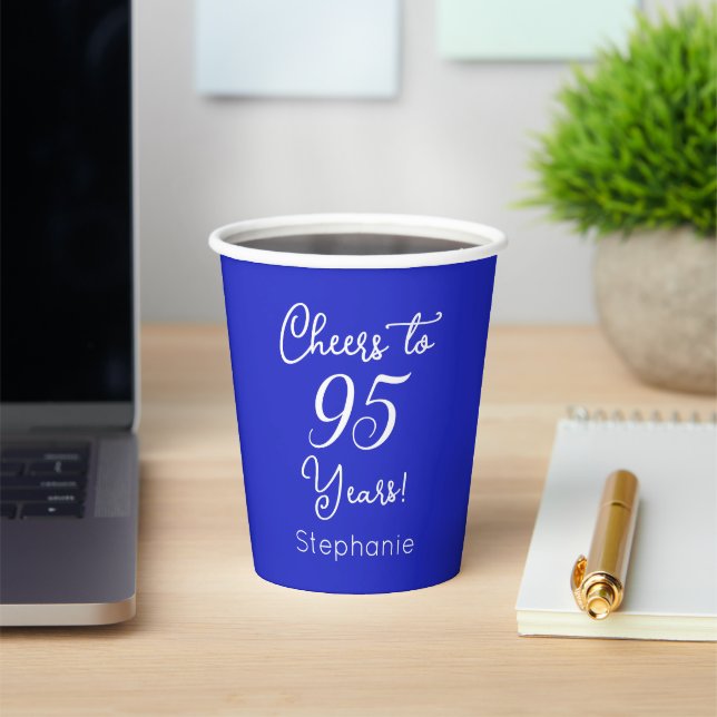 Royal Blue Cheers 95 Years 95 th Birthday Pappbecher (InSitu)