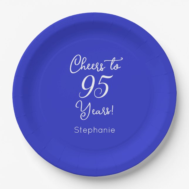 Royal Blue Cheers 95 Years 95 th Birthday Pappteller (Vorderseite)