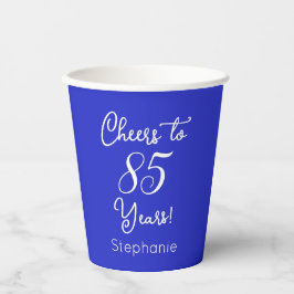 Royal Blue Cheers bis 85 Jahre 85. Geburtstag Pappbecher