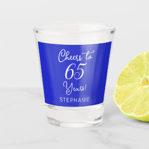 Royal Blue Cheers to 65 Years 65 th Birthday Party Schnapsglas