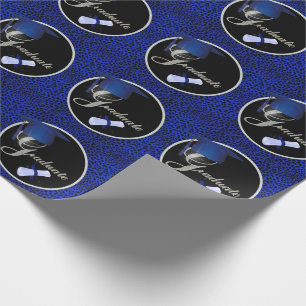 Royal Blue Cheetah Printing mit Black Geschenkpapier
