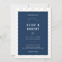 Royal Blue Classic Retro Faire-part de mariage