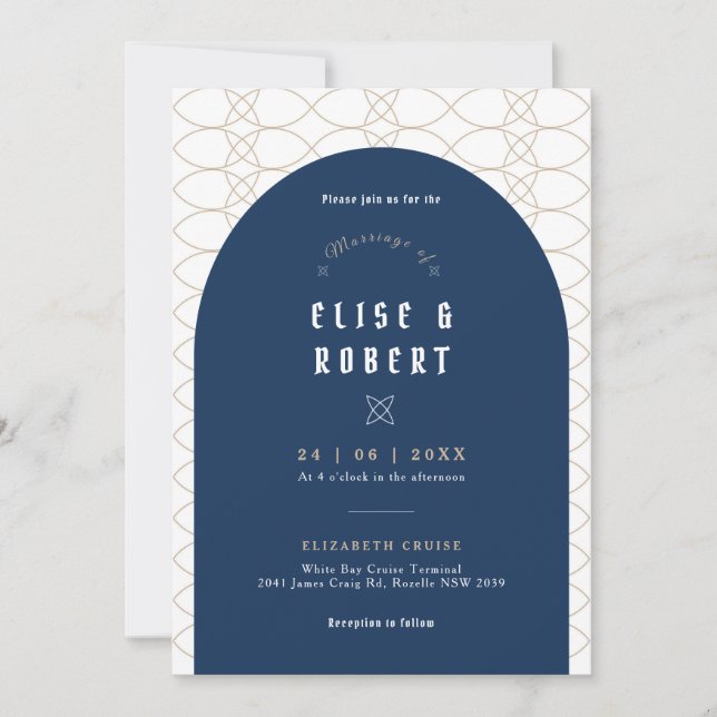 Royal Blue Classic Retro Faire-part de mariage (Devant)