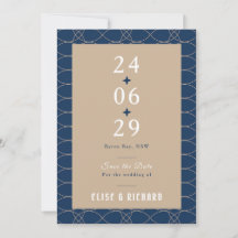 Royal Blue Classic Retro Save the Date Einladung
