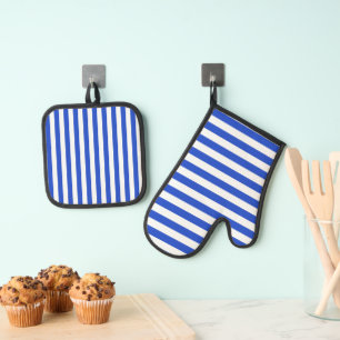 Royal Blue Combination Stripes by Shirley Taylor Ofenhandschuh & Topflappen-Set