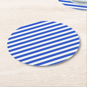 Royal Blue Combination Stripes by Shirley Taylor Runder Pappuntersetzer