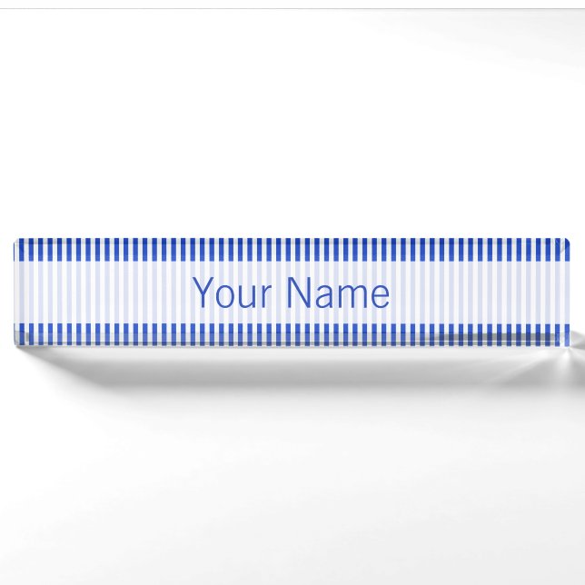 Royal Blue Combination Stripes Namensplakette (Vorderseite)