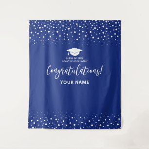 Royal Blue Confetti Gratulation Abschluss Wandteppich