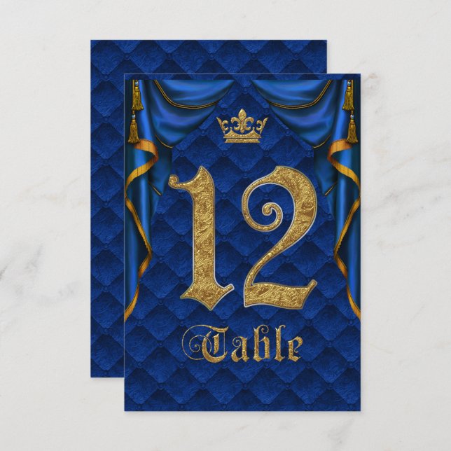 Royal Blue Crown Wedding Tischnummer 12 (Vorne/Hinten)