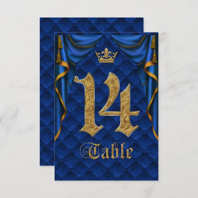 Royal Blue Crown Wedding Tischnummer 14 (Vorne/Hinten)