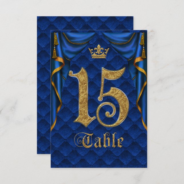 Royal Blue Crown Wedding Tischnummer 15 (Vorne/Hinten)