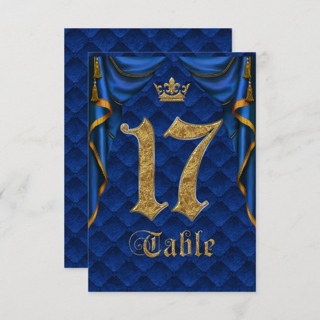 Royal Blue Crown Wedding Tischnummer 17 (Vorne/Hinten)