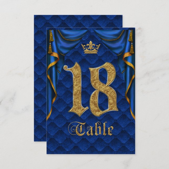 Royal Blue Crown Wedding Tischnummer 18 (Vorne/Hinten)