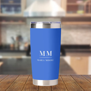 Royal Blue Custom Monogram Initial Name Thermobecher