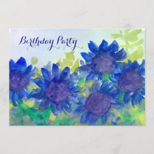 Royal Blue Daisy Blume 80. Geburtstagsparty Einladung