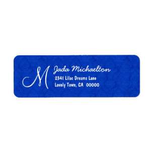 Royal Blue Damask Monogram M oder Any Initial M010