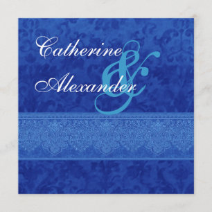 Royal Blue Damask und Einladung zur Hochzeit
