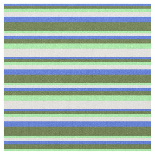 Royal Blue, Dark Olive Green, Green & Light Yellow Stoff (Nahaufnahme)