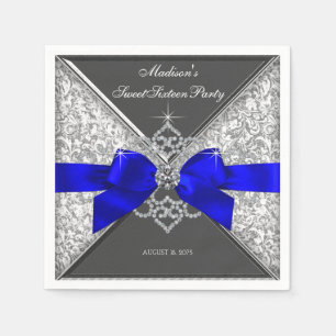 Royal Blue Diamond Bow Serviette