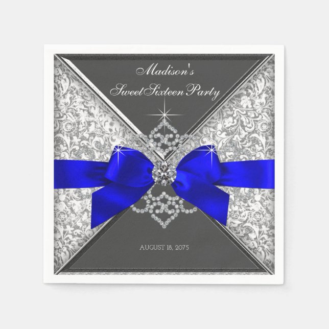 Royal Blue Diamond Bow Serviette (Vorderseite)