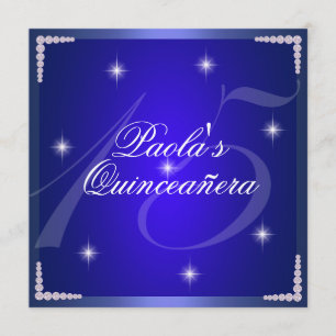 Royal Blue Diamond Glitzern Quinceañera Einladung