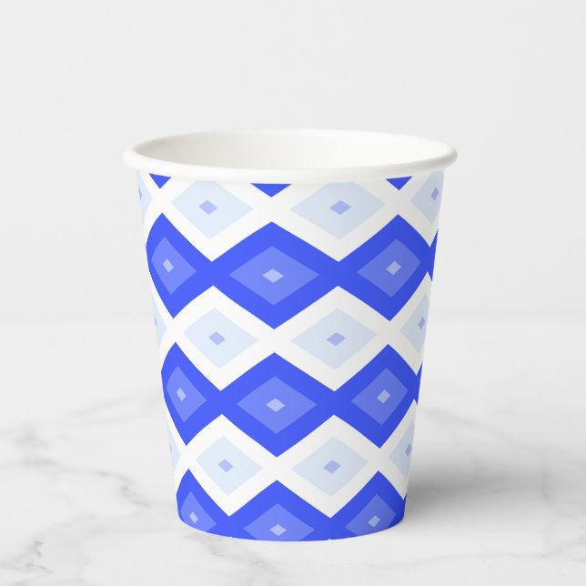 Royal blue diamond pattern pappbecher (Vorderseite)