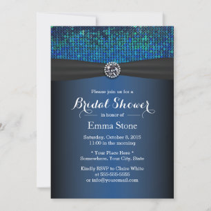 Royal Blue Diamond & Ribbon Brautparty Einladung