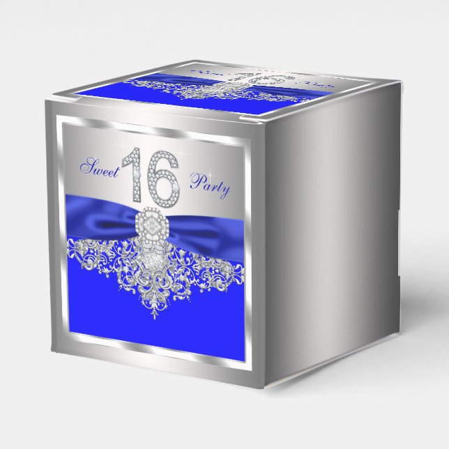 Royal Blue Diamond Sweet 16 Geschenkschachtel (Vorderseite)
