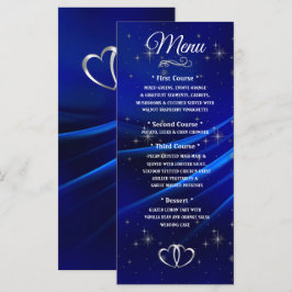 Royal Blue Diamonds and Hearts Menu Mariage
