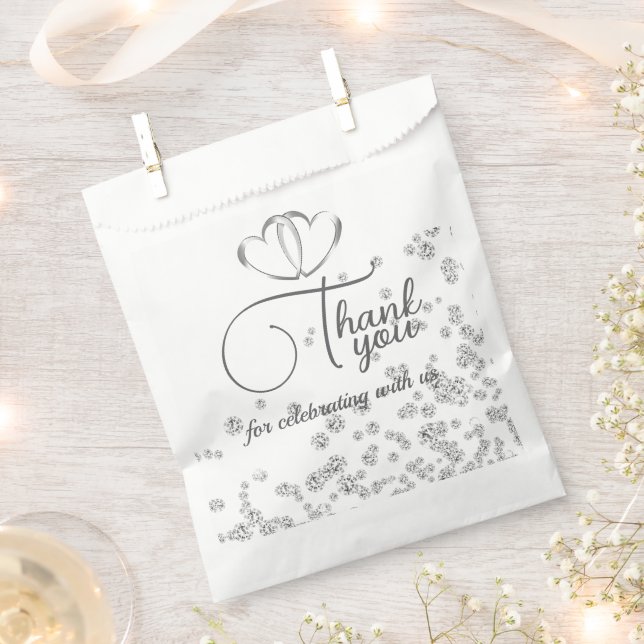 Royal Blue, Diamonds & Hearts Wedding Geschenktütchen (Ausgeschnitten)