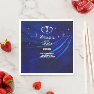 Royal Blue Diamonds/Hearts Wedding Paper Napkins Serviette