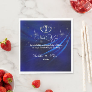 Royal Blue Diamonds/Hearts Wedding Paper Napkins Serviette