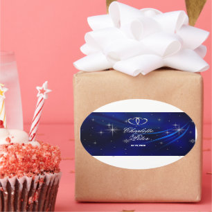 Royal Blue Diamonds / Hearts Wedding Stickers