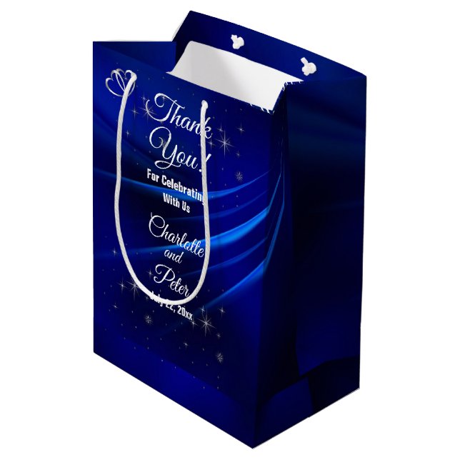 Royal Blue, Diamonds & Herz Mittlere Geschenktüte (Rückseite Schrägansicht)