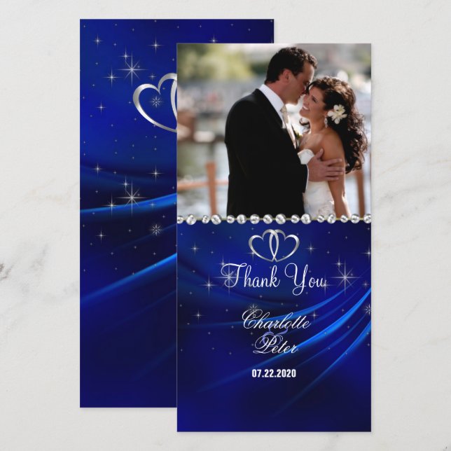 Royal Blue Diamonds/Herzlichen Dank Foto Card Dankeskarte (Vorne/Hinten)