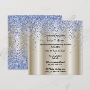Royal Blue Diamonds Hochzeitsgold aus blauem Krist Einladung