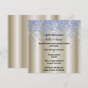 Royal Blue Diamonds Hochzeitsgold aus blauem Krist Einladung