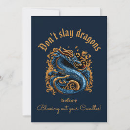 Royal Blue Dragon Birthday Card Einladung