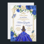 Royal Blue Dress Quinceanera 15. Girl Birthday Einladung<br><div class="desc">Royal Blue Dress Quinceanera 15. Girl Geburtstag Einladung Mis Quince Anos,  15. Geburtstag, </div>