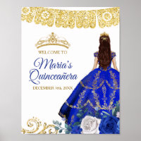 Royal Blue Dress Quinceañera Crown Birthday