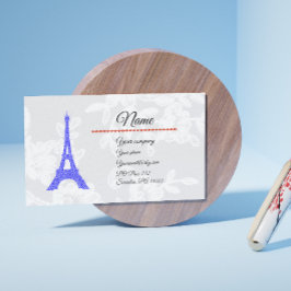 Royal Blue Eiffel Tower on Lace Visitenkarte