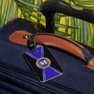 Royal Blue Elegance Monogram Gepäckanhänger