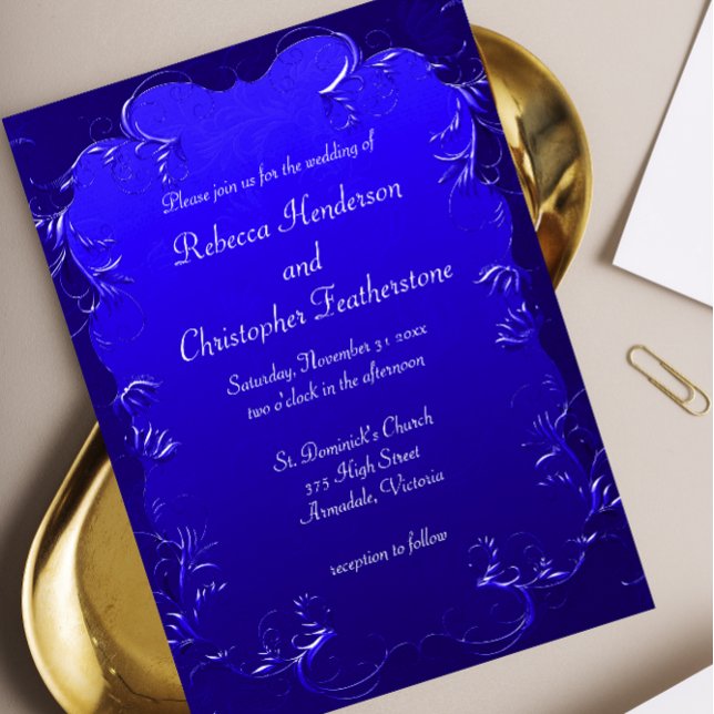 Royal Blue Elegance Wedding Einladung (Von Creator hochgeladen)