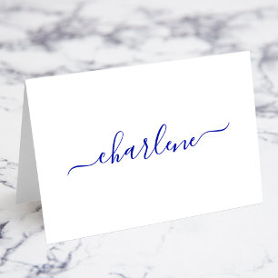 Royal Blue Elegant Signature Nom Cartes de lieu