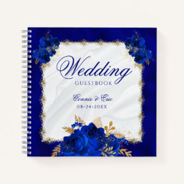 Royal Blue Elegant Wedding Budget Gästebuch Notizbuch