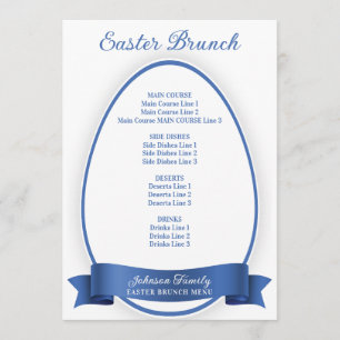 Royal Blue Elegante Einfache Osterfeier Brunch Abe Menükarte