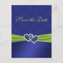 Royal Blue et Chartreuse Enregistrer la date Carte