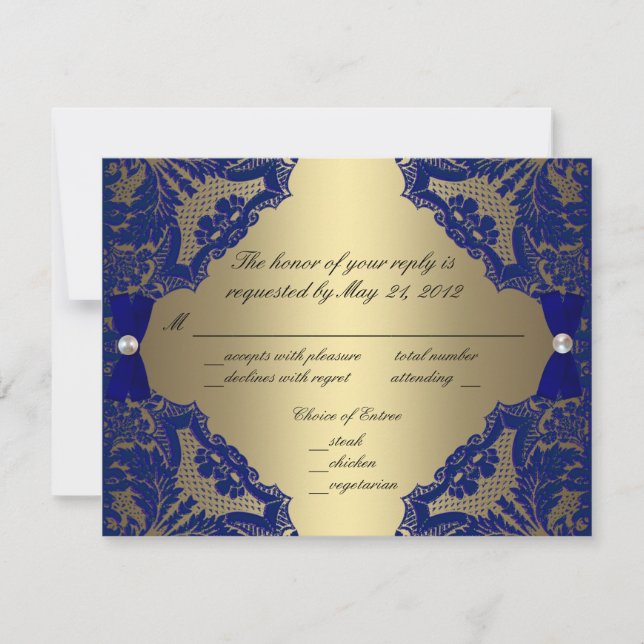Royal Blue et Gold Wedding RSVP (Devant)