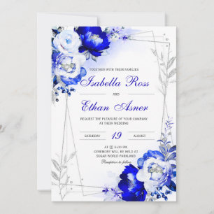 Royal Blue et Silver Faire-part de mariage